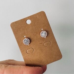 NWT Rose Gold Y2K wedding, bridal CZ stud earrings 10 mm